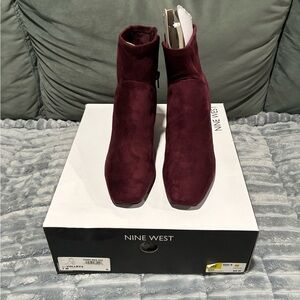 Nine West Deep Red Ankle Booties